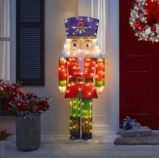 1.52m Sparkling Nutcracker with Cool White LEDs