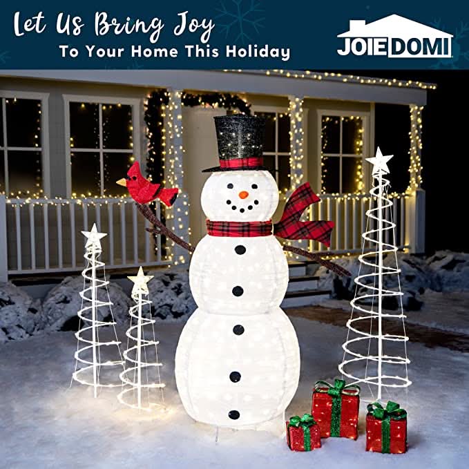 3-Piece Spiral Christmas Tree Set with LED Lights