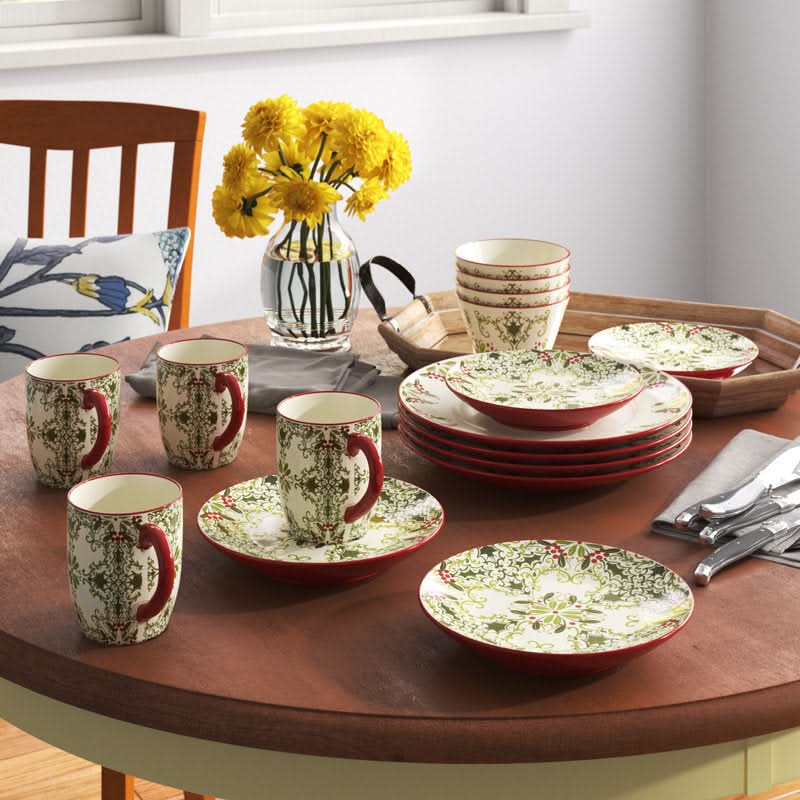 16-Piece Christmas Colours Porcelain Set – Service for 4 People