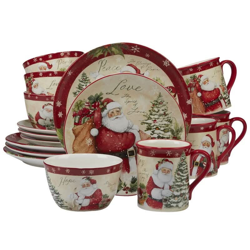 Holiday Wishes Christmas Dinnerware Set β 16 Pieces