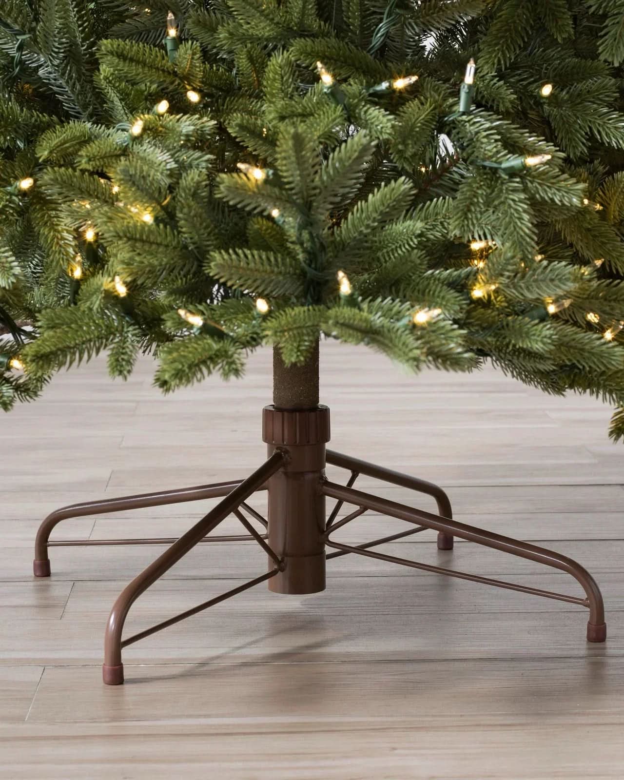 Silverado Slim Christmas Tree with Hinged Branches, Metal Stand and Built-In Micro LEDs