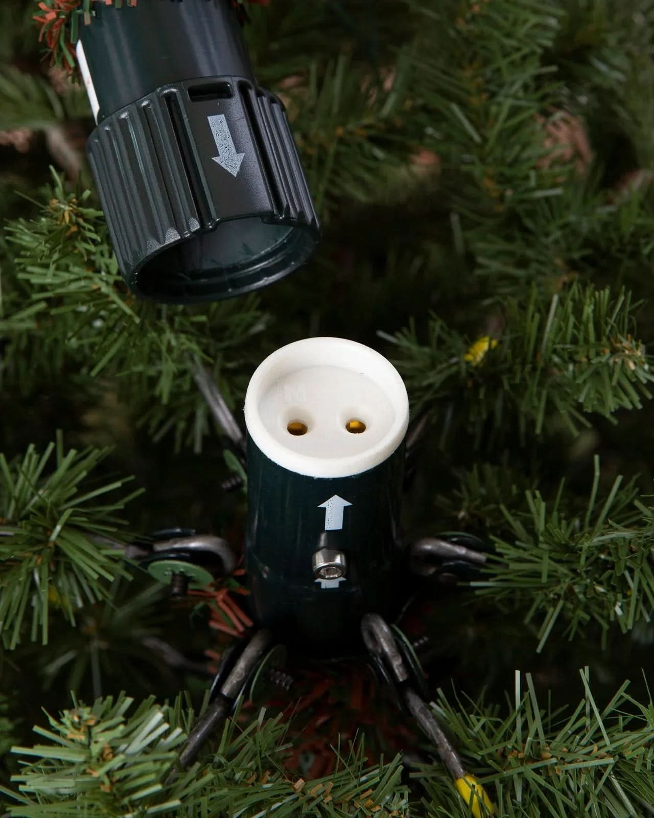 Traditional Green Christmas Tree with Hinged Branches, Metal Stand and Built-In Micro LEDs