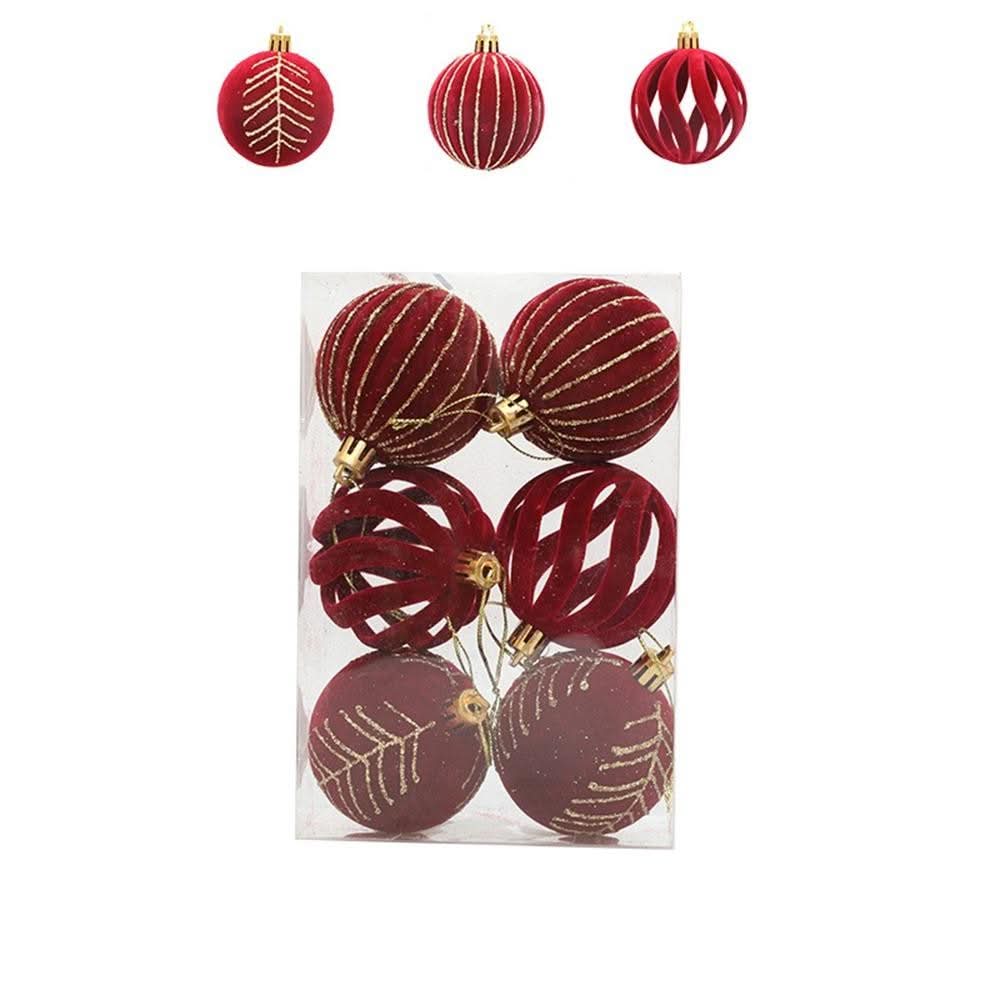Christmas Tree Velvet Baubles Set β 6 Pieces (6 cm)