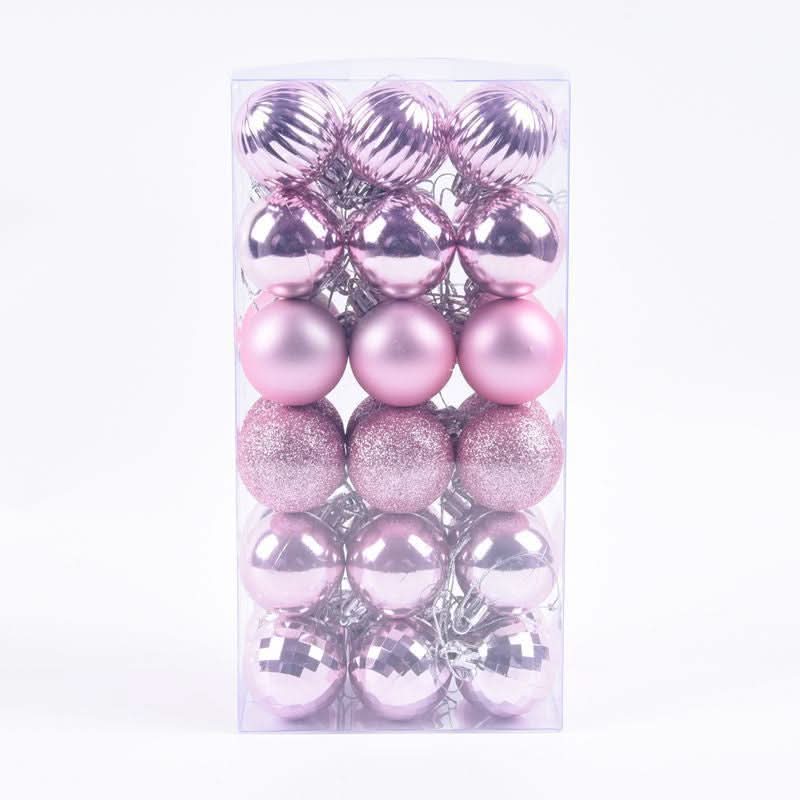 Christmas Tree Baubles – 36 Pieces | 4cm Colourful Glitter Ornaments