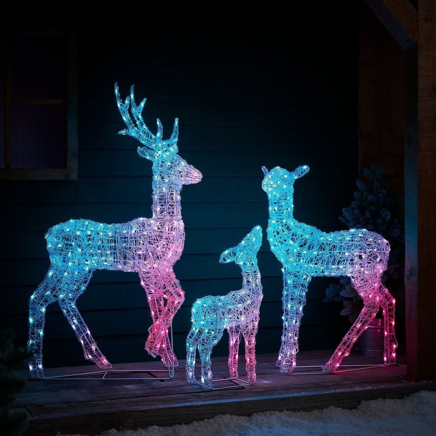 Smart RGB LED Light-Up Reindeer Set with Wi-Fi Control