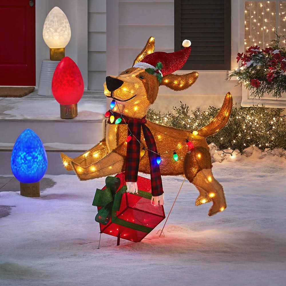 Joyful Jumping Christmas Puppy with 144 Colourful LEDs