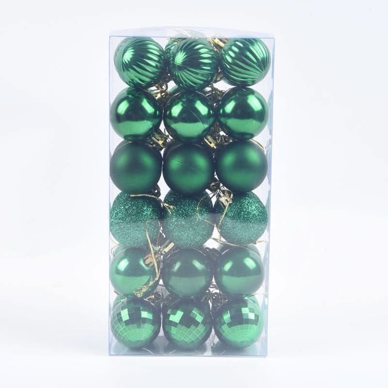 Christmas Tree Baubles – 36 Pieces | 4cm Colourful Glitter Ornaments