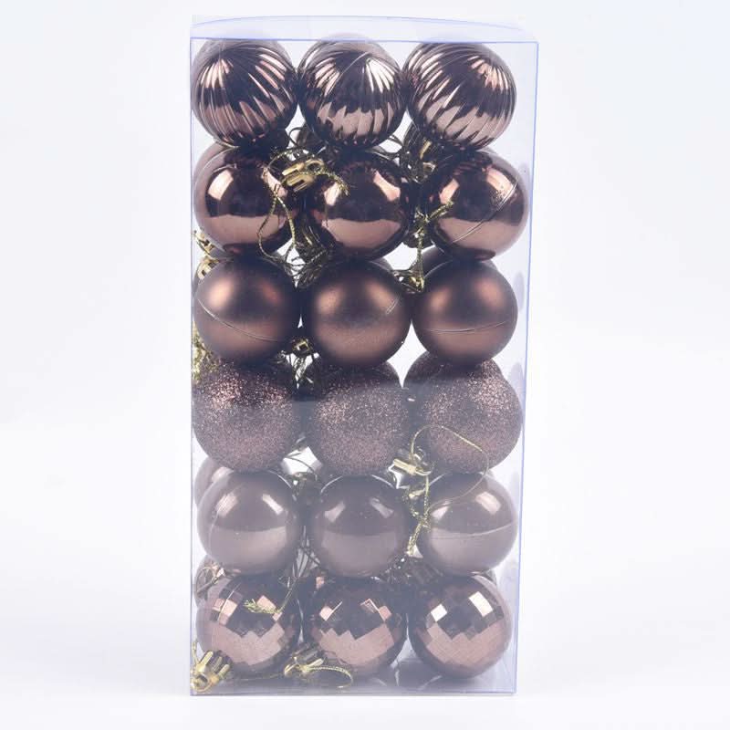 Christmas Tree Baubles – 36 Pieces | 4cm Colourful Glitter Ornaments