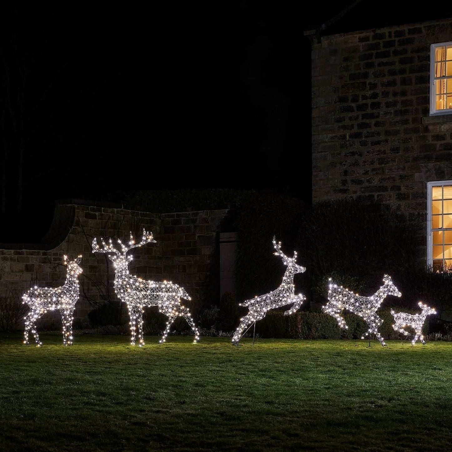5-Piece Christmas Reindeer Set with Dual-Colour LED Lights