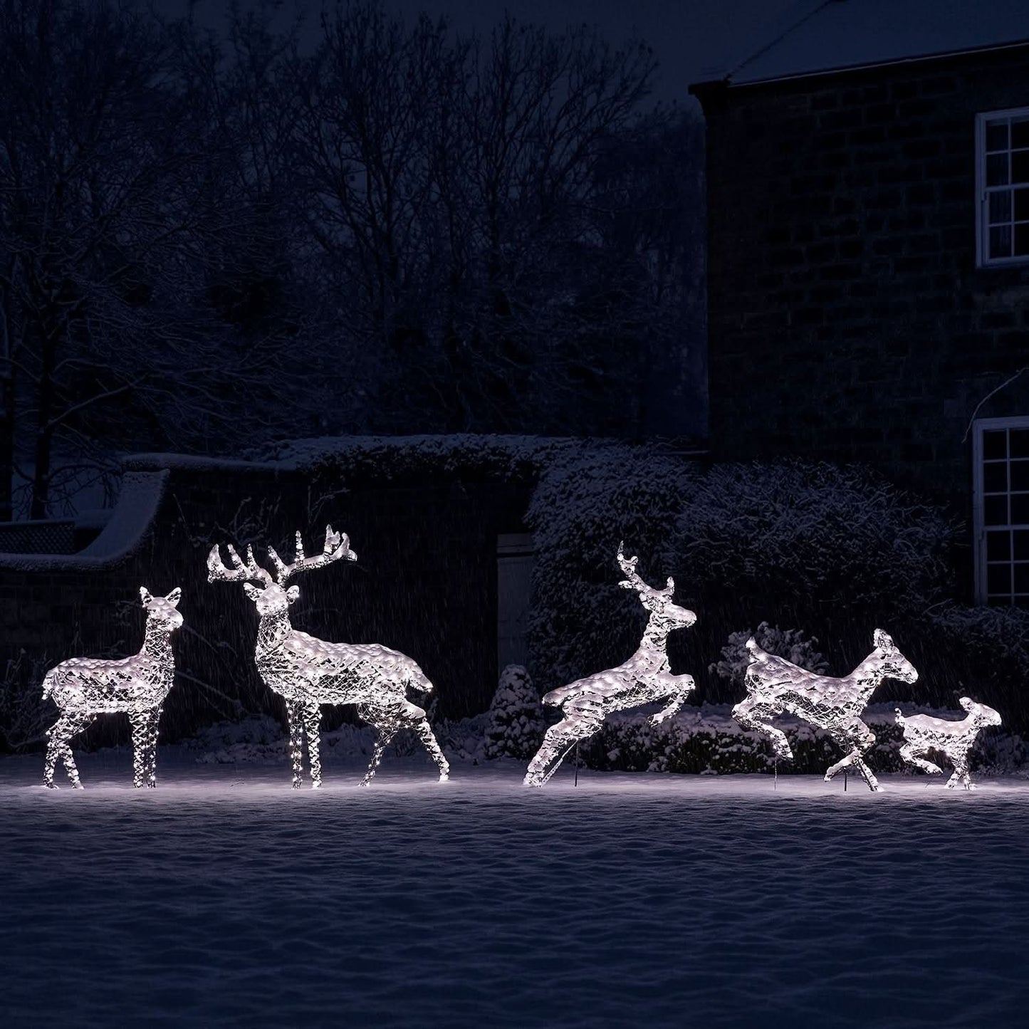 5-Piece Christmas Reindeer Set with Dual-Colour LED Lights