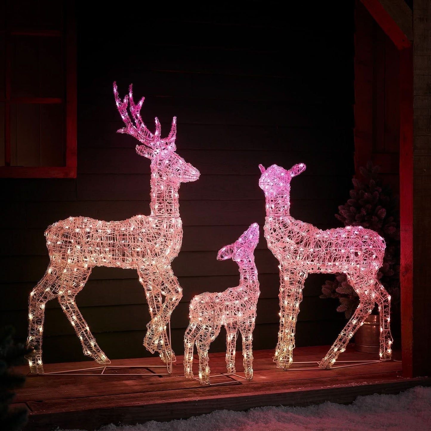 Smart RGB LED Light-Up Reindeer Set with Wi-Fi Control