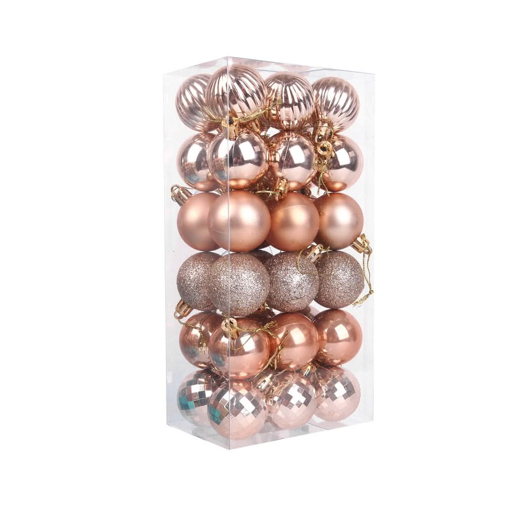 Christmas Tree Baubles – 36 Pieces | 4cm Colourful Glitter Ornaments