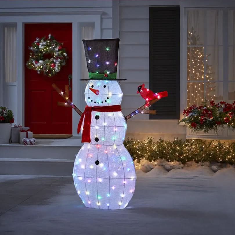 1.82m Sparkling Snowman with 100 Multicolour LEDs