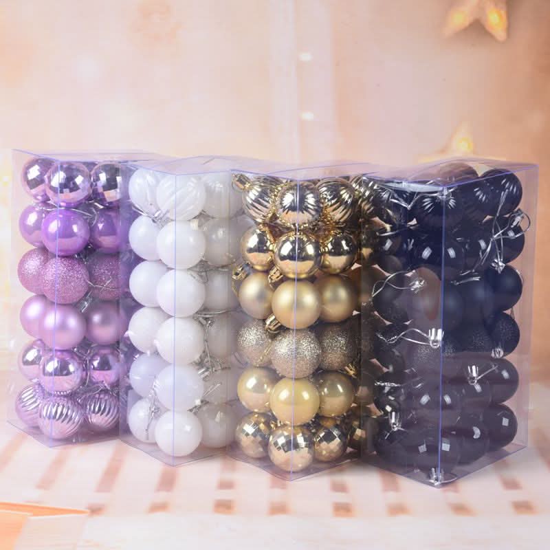 Christmas Tree Baubles – 36 Pieces | 4cm Colourful Glitter Ornaments