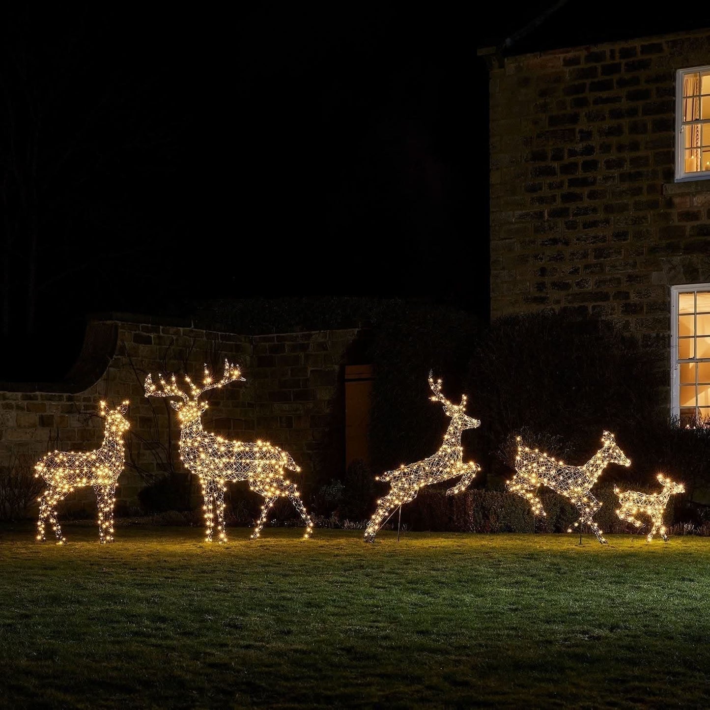 5-Piece Christmas Reindeer Set with Dual-Colour LED Lights