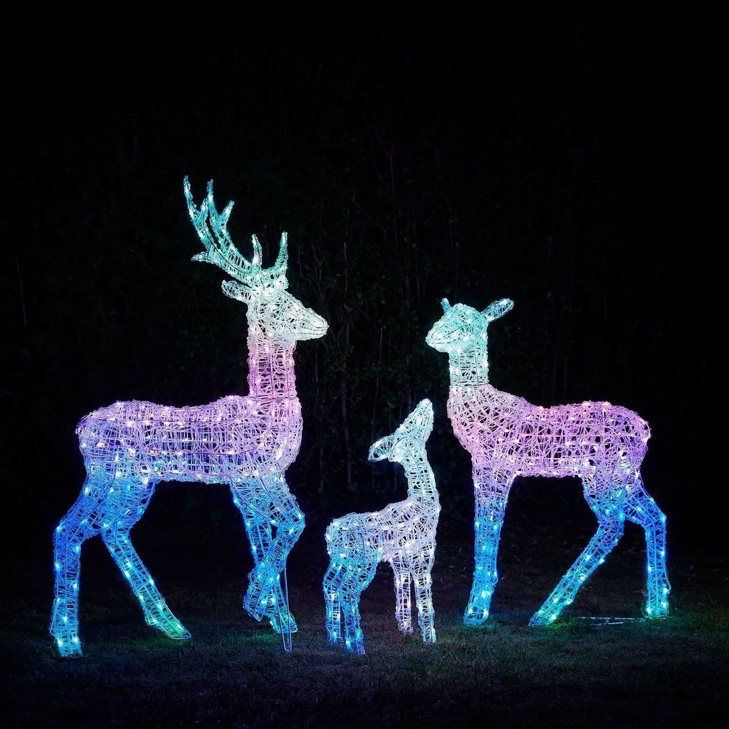 Smart RGB LED Light-Up Reindeer Set with Wi-Fi Control