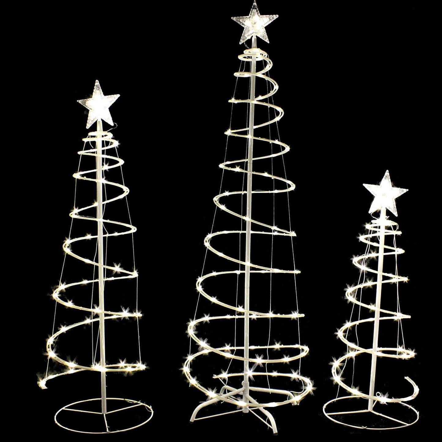 3-Piece Spiral Christmas Tree Set with LED Lights