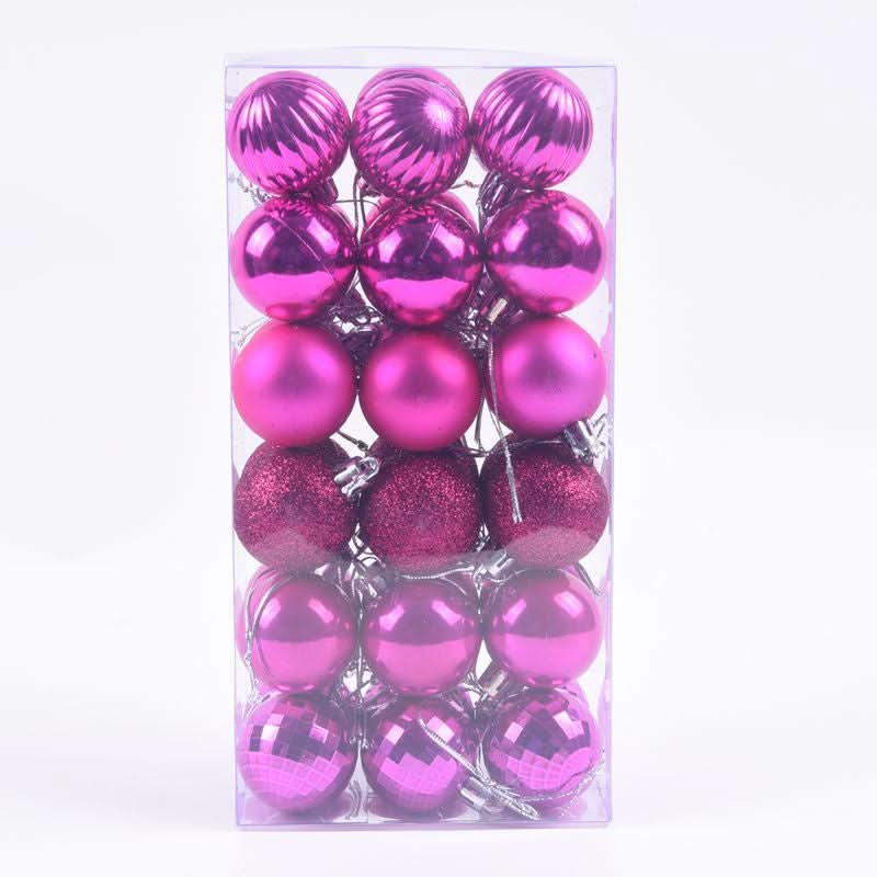 Christmas Tree Baubles – 36 Pieces | 4cm Colourful Glitter Ornaments