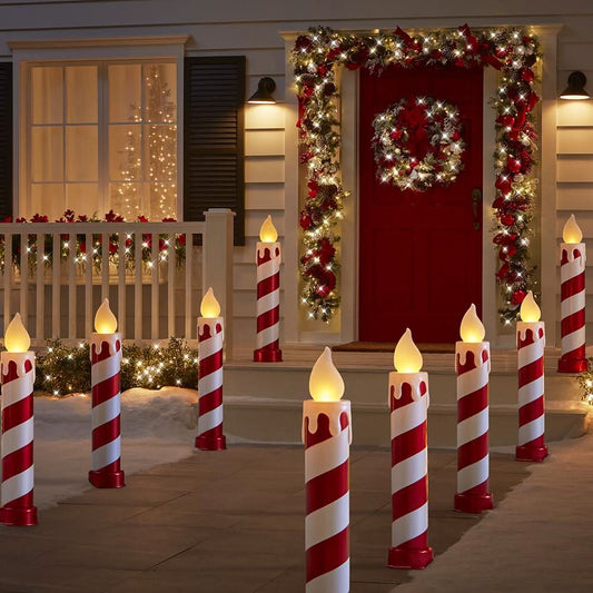 91cm Sparkling Candy Cane Candle Set with LED Lights
