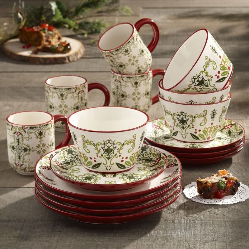 16-Piece Christmas Colours Porcelain Set – Service for 4 People