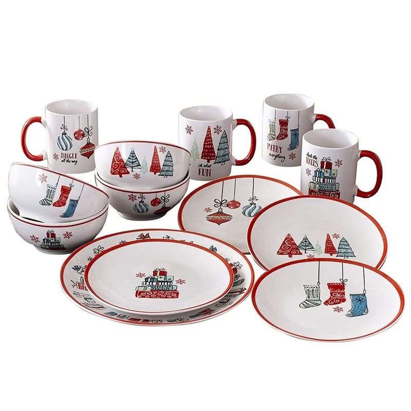16-Piece Christmas Spirit Porcelain Set – Service for 4 People