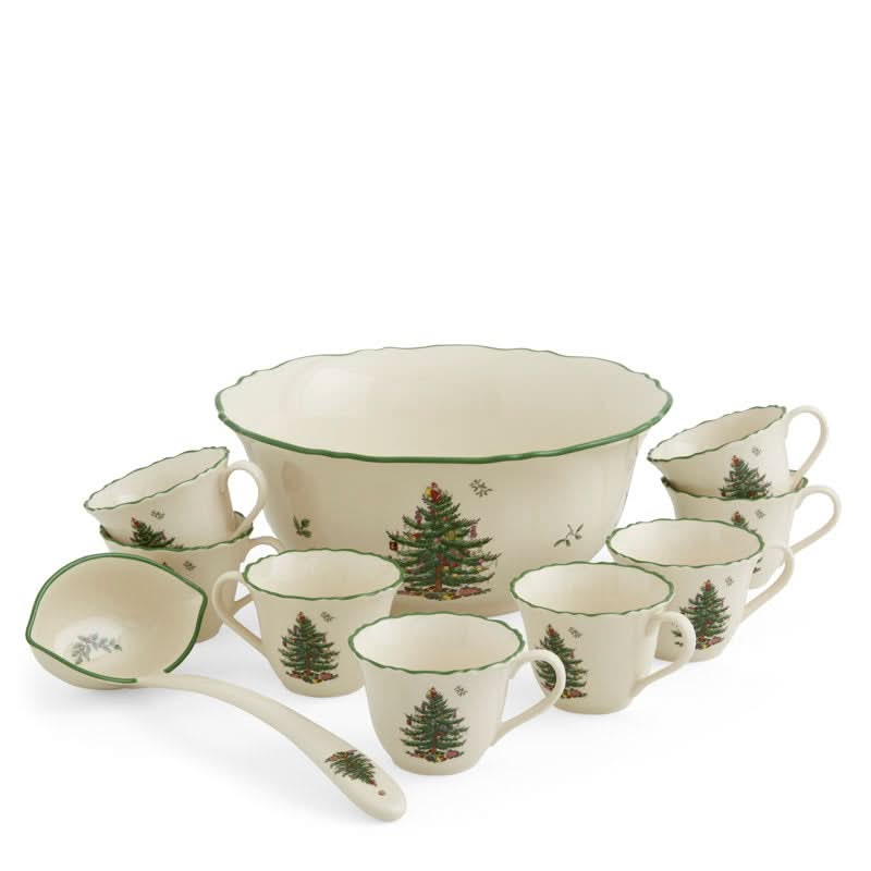 10-Piece Porcelain Set – Christmas Tree Design