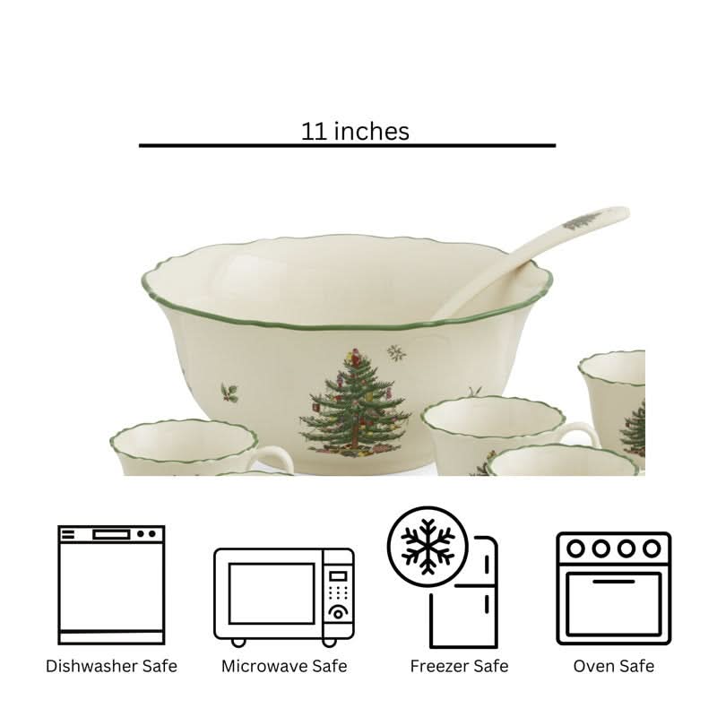 10-Piece Porcelain Set – Christmas Tree Design