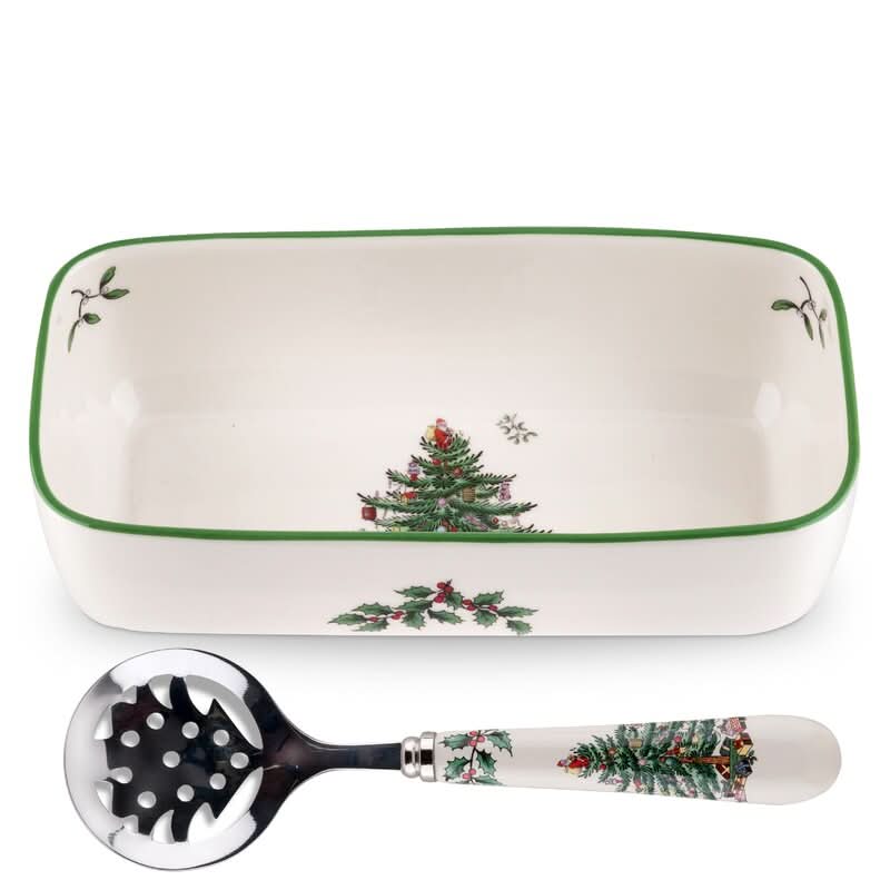 Serving Dish + Spoon Set – Christmas Tree Design