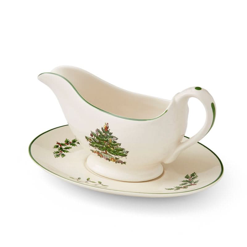 Christmas Tree Design Tea Kettle & Saucer Set