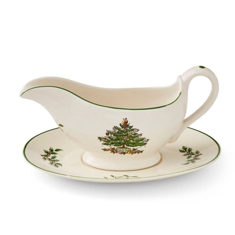 Christmas Tree Design Tea Kettle & Saucer Set