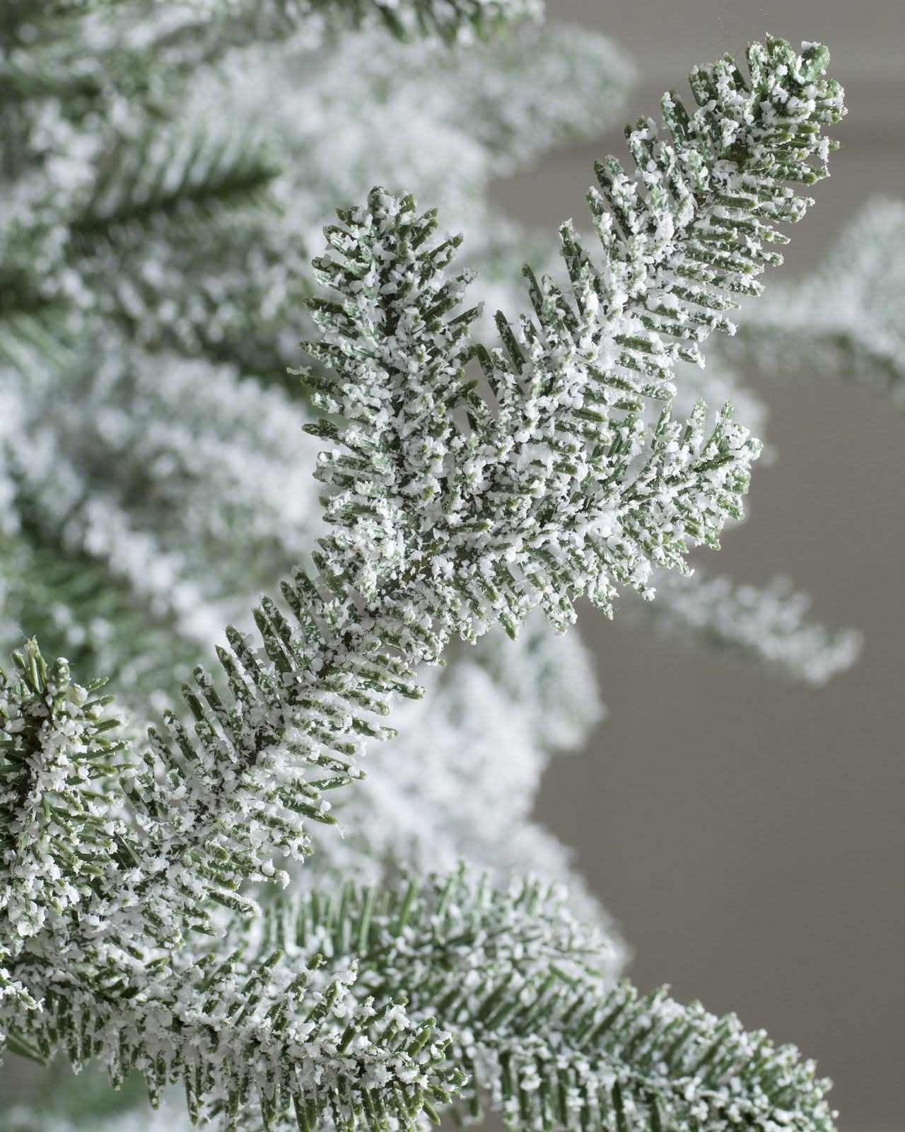 Snow-Covered Christmas Tree with Frosted Branches, Metal Stand and Built-In Micro LEDs