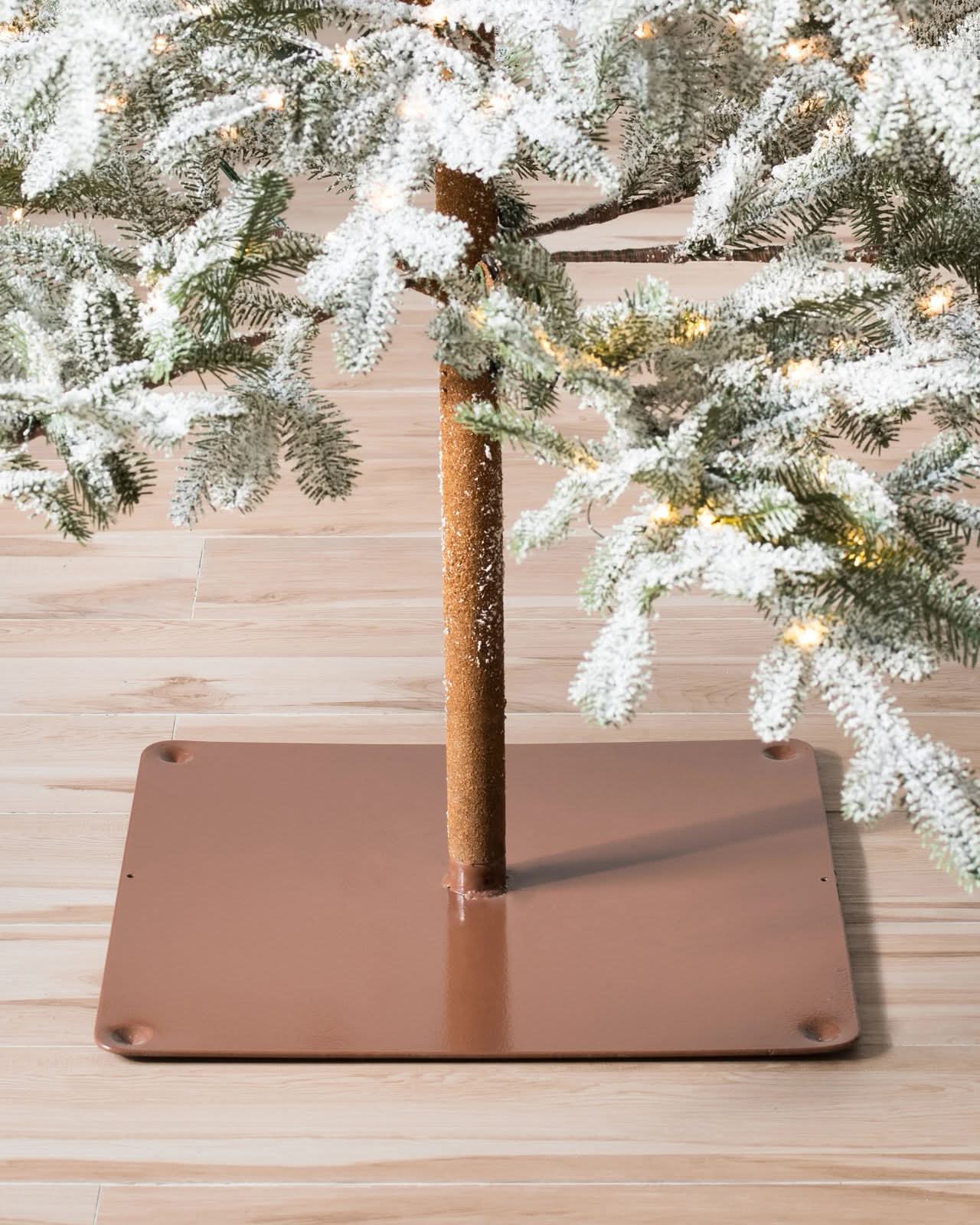 Snow-Covered Christmas Tree with Frosted Branches, Metal Stand and Built-In Micro LEDs