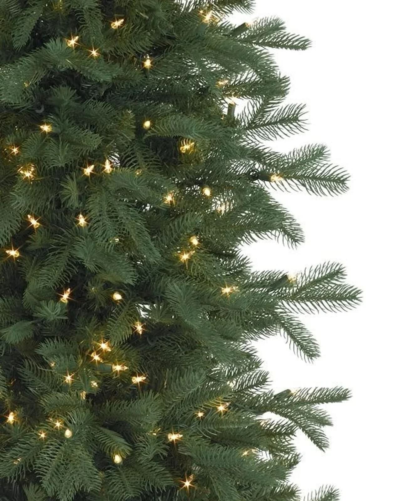 Cathedral Fir Slim Christmas Tree with Hinged Branches, Metal Stand and Built-In Micro LEDs