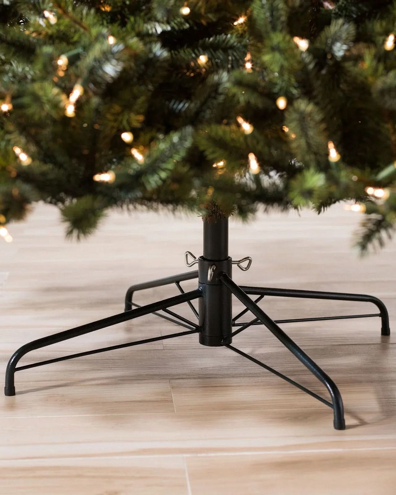 California Baby Redwood Christmas Tree with Hinged Branches, Metal Stand and Built-In Micro LEDs