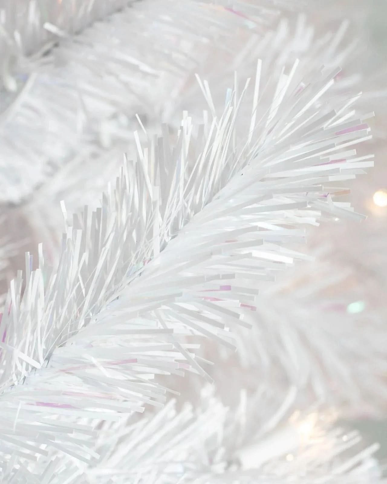 Classic White Christmas Tree with Hinged Branches, Metal Stand and Built-In Micro LEDs