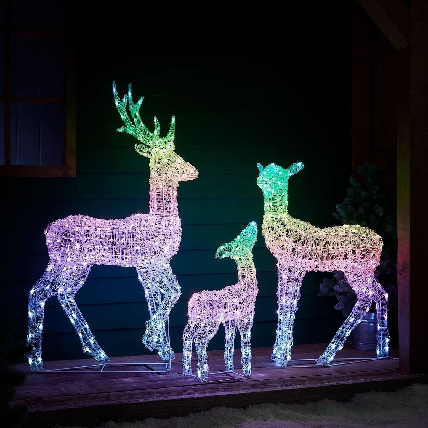 Smart RGB LED Light-Up Reindeer Set with Wi-Fi Control