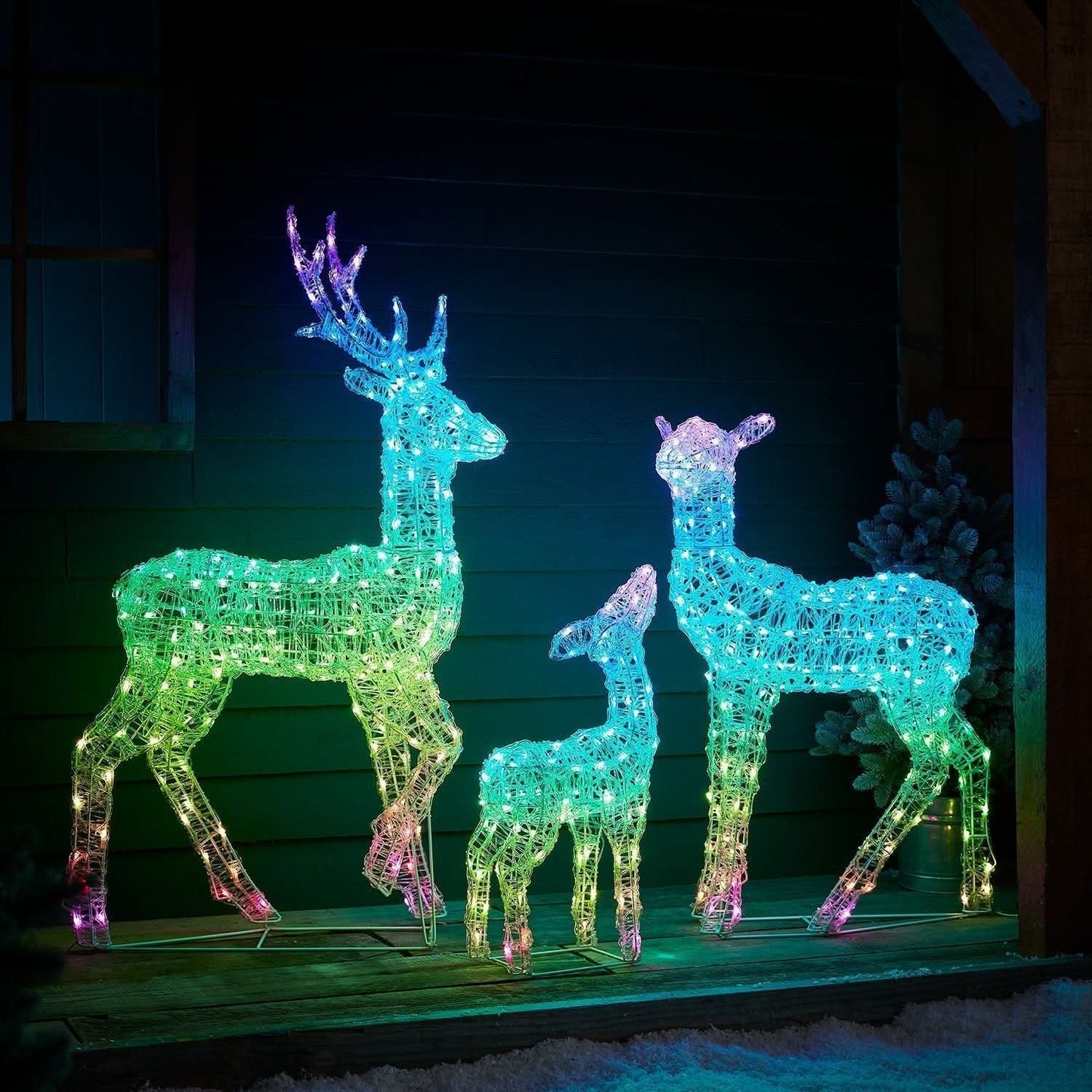 Smart RGB LED Light-Up Reindeer Set with Wi-Fi Control