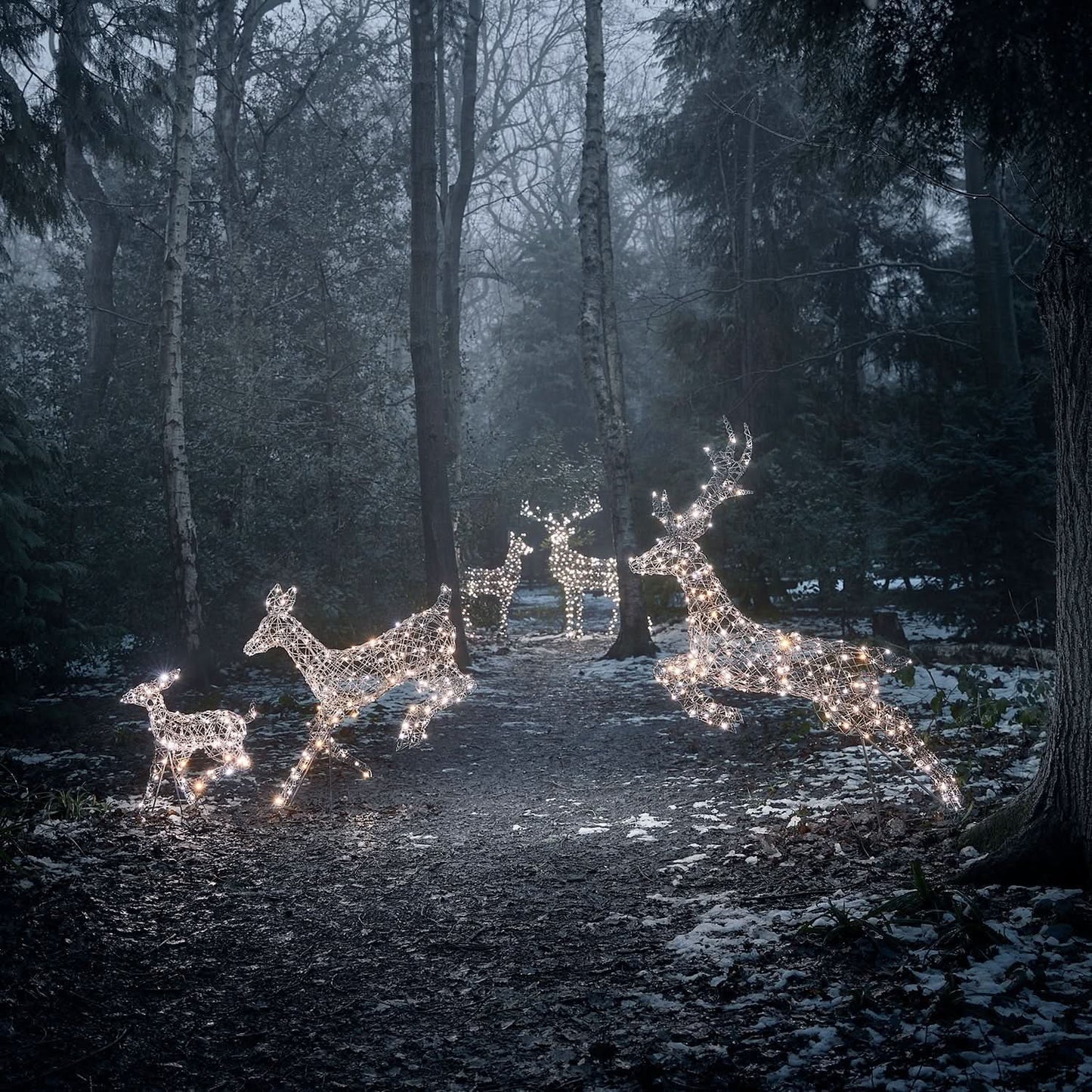 5-Piece Christmas Reindeer Set with Dual-Colour LED Lights