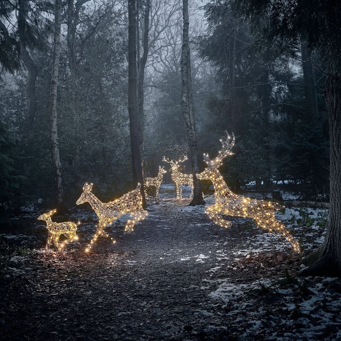 5-Piece Christmas Reindeer Set with Dual-Colour LED Lights