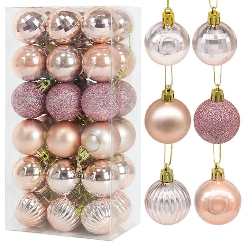 Christmas Tree Baubles – 36 Pieces | 4cm Colourful Glitter Ornaments
