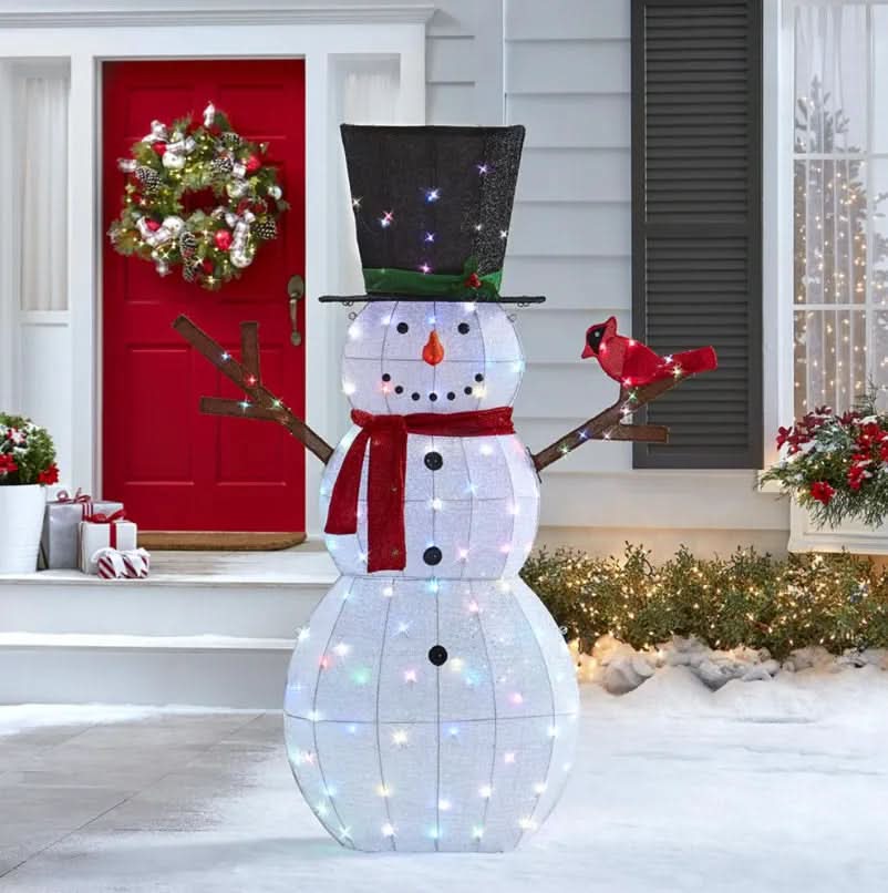 1.82m Sparkling Snowman with 100 Multicolour LEDs