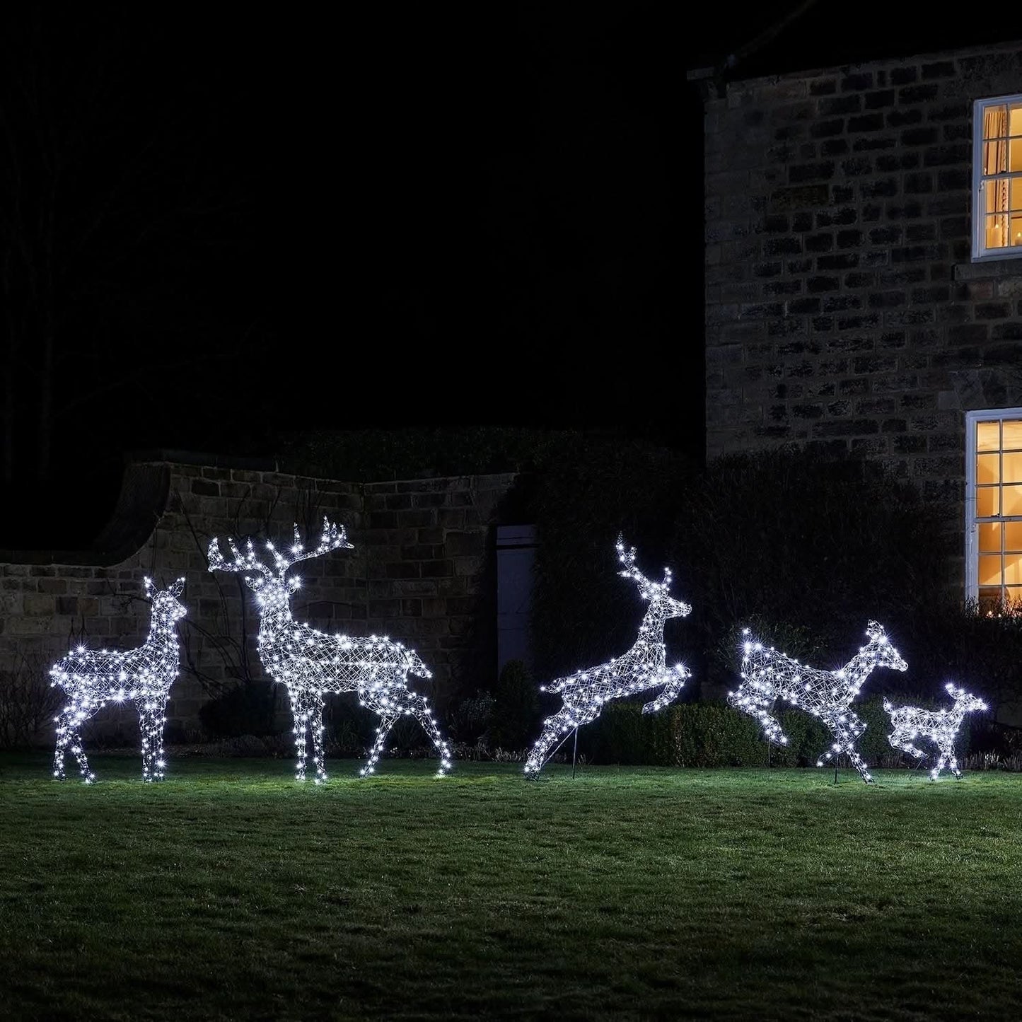 5-Piece Christmas Reindeer Set with Dual-Colour LED Lights
