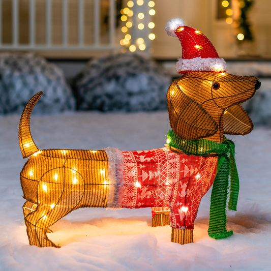 61cm LED Garden Sausage Dog Tinsel Light with 40 Warm White LEDs