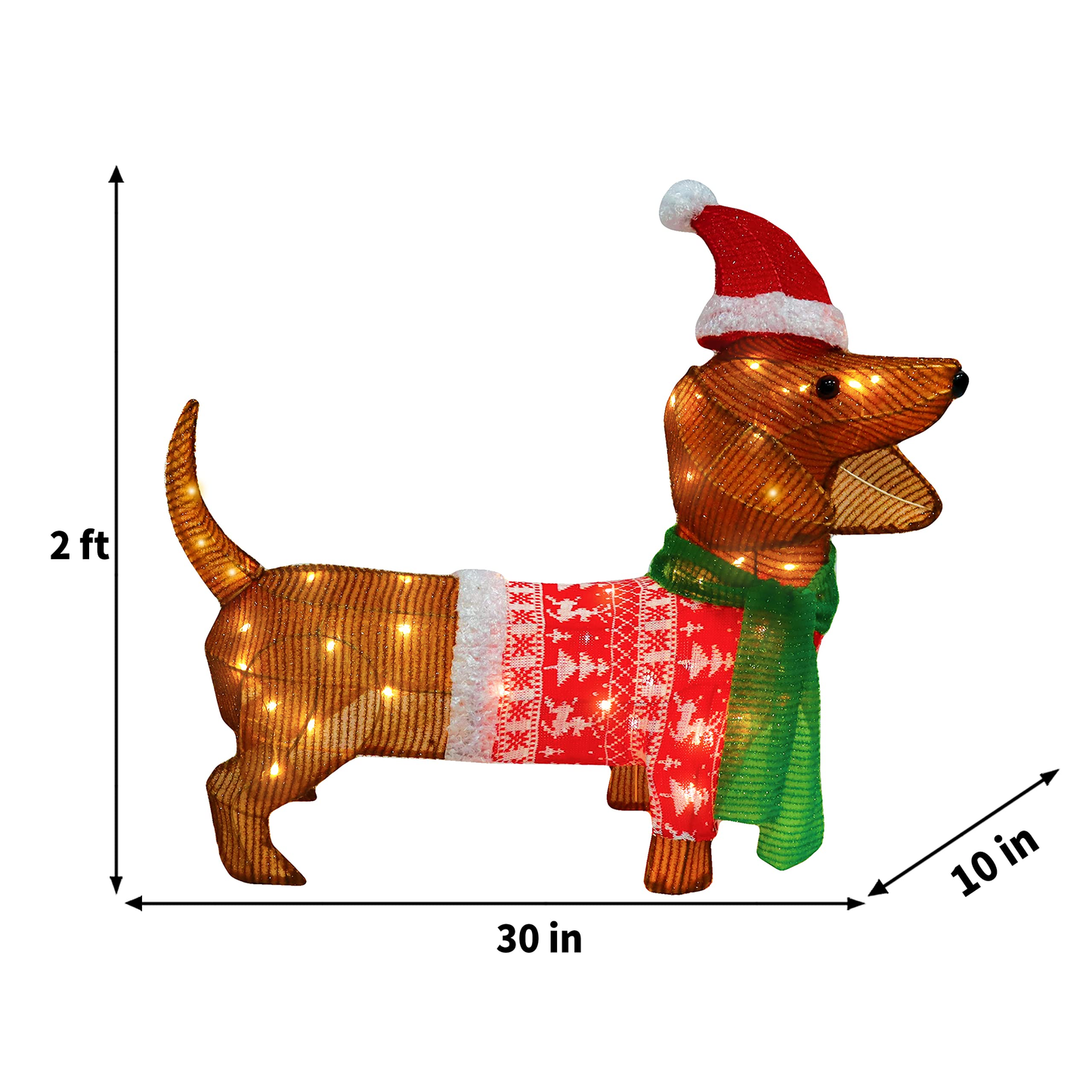 61cm LED Garden Sausage Dog Tinsel Light with 40 Warm White LEDs