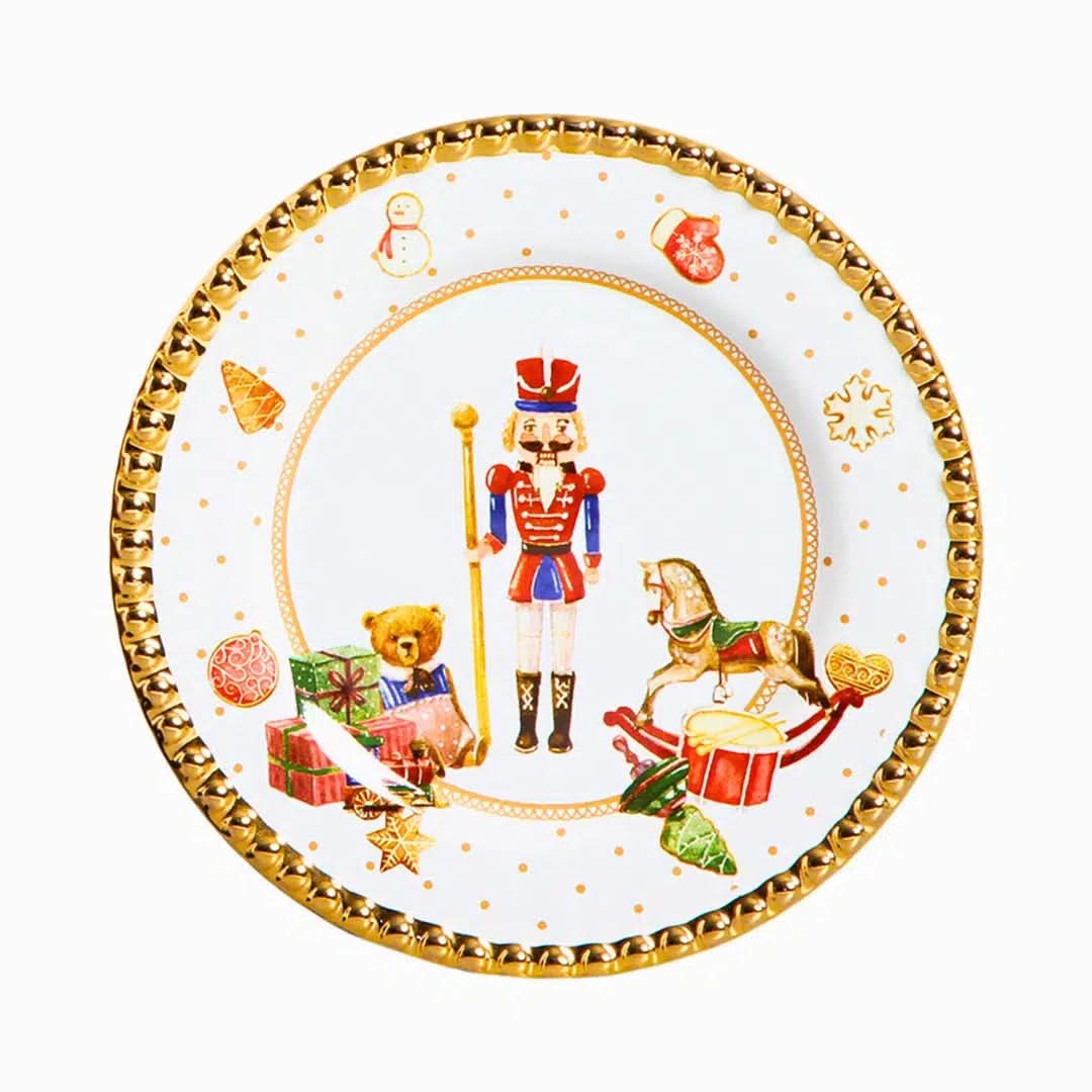 Christmas-Themed Ceramic Dessert Plates – 6 Pieces
