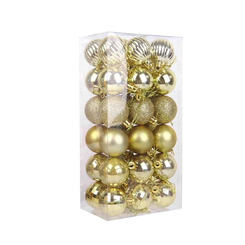 Christmas Tree Baubles – 36 Pieces | 4cm Colourful Glitter Ornaments