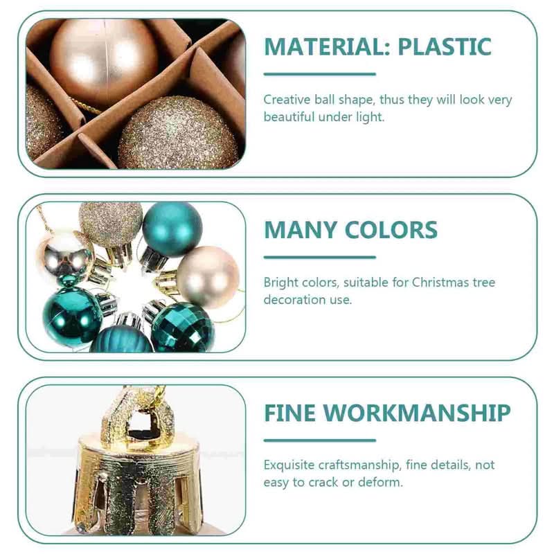 64-Piece Christmas Bauble Set – Gold & Blue