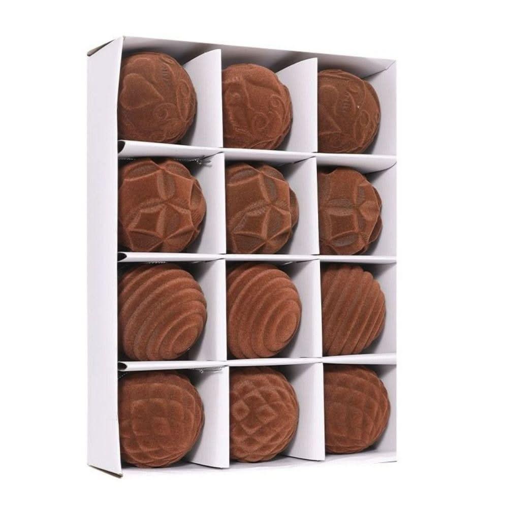 Set of 12 Velvet Christmas Baubles – 6cm