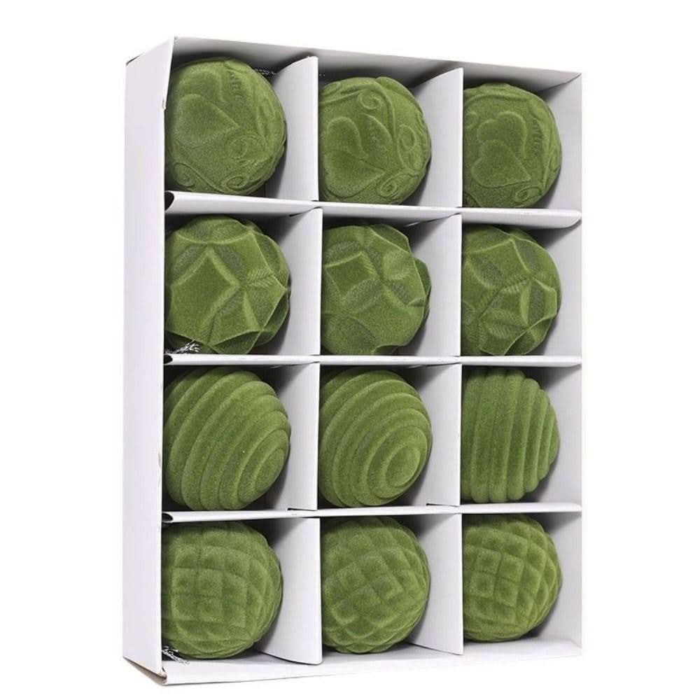 Set of 12 Velvet Christmas Baubles – 6cm