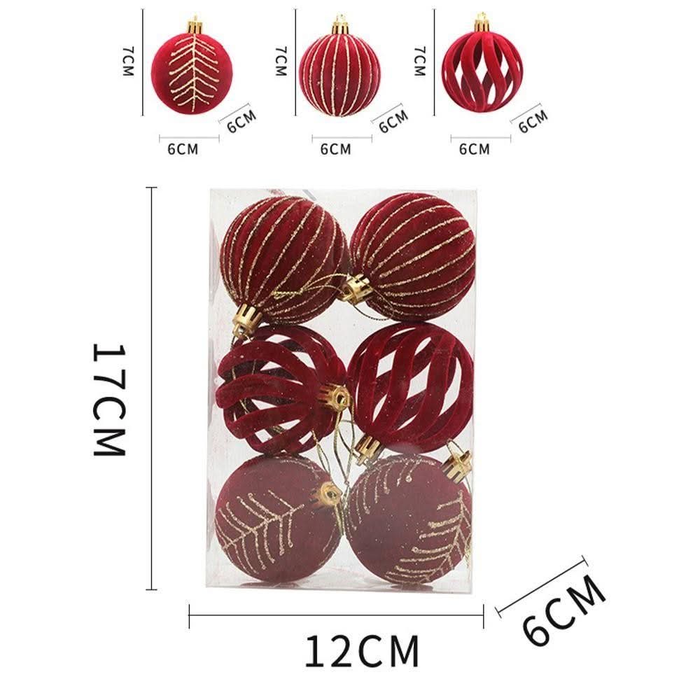 Christmas Tree Velvet Baubles Set – 6 Pieces (6 cm)